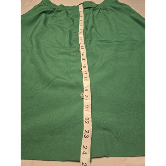 Vtg Lazarus True Green Button A-Line Skirt 18 Petite (30" Waist) Pockets Classic - Picture 2 of 8